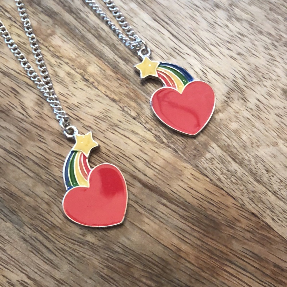 Old Navy BFF Best Friends Heart Rainbow Necklace